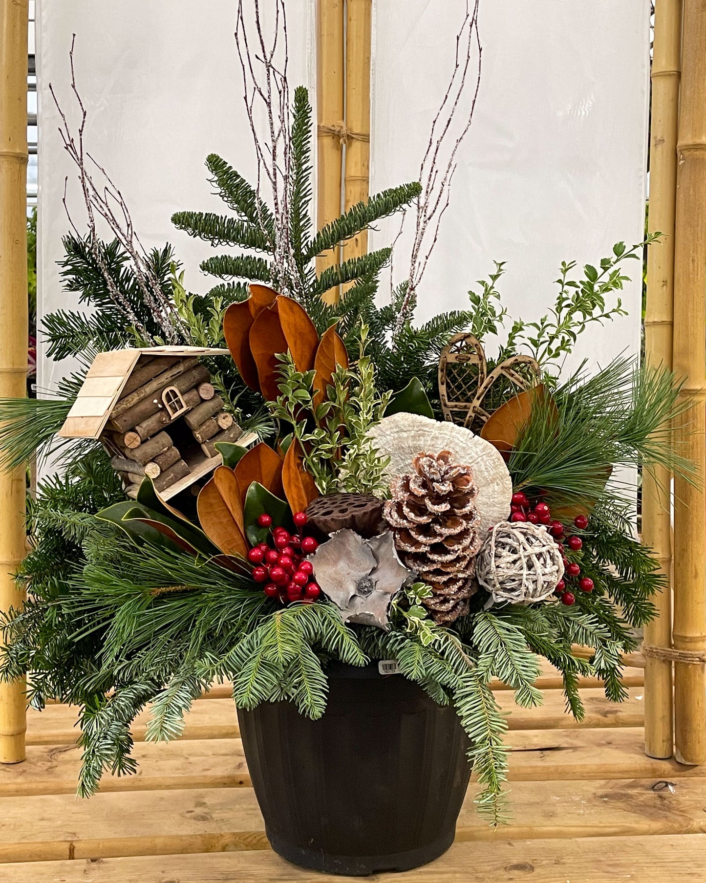 "Cozy Cabin" Winter Planter