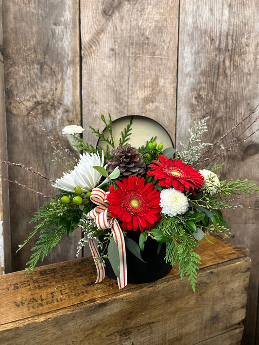 'Crimson Elegance' Hat Box Arrangement